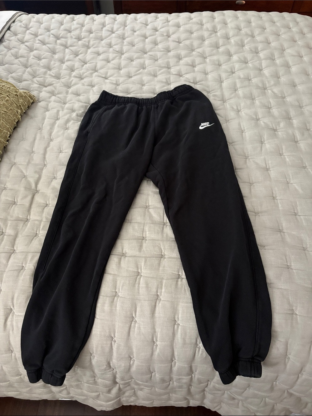 Nike Black Youth Fleece Joggers with White Logo